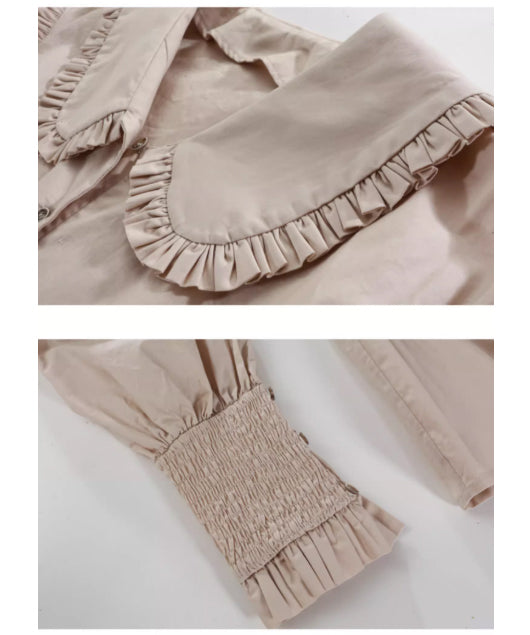 Frill Collar Flare Blouse