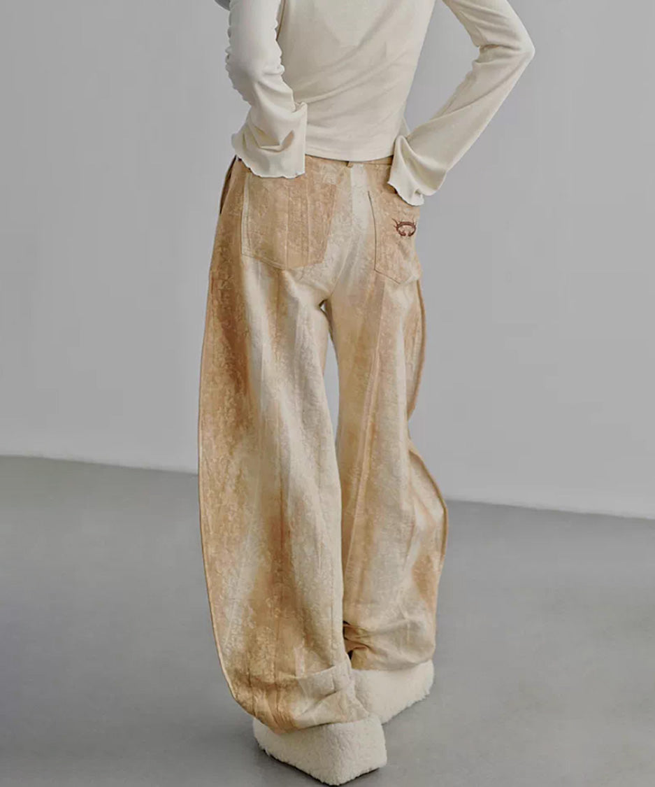 Thorn Embroidery Volume Wide Pants