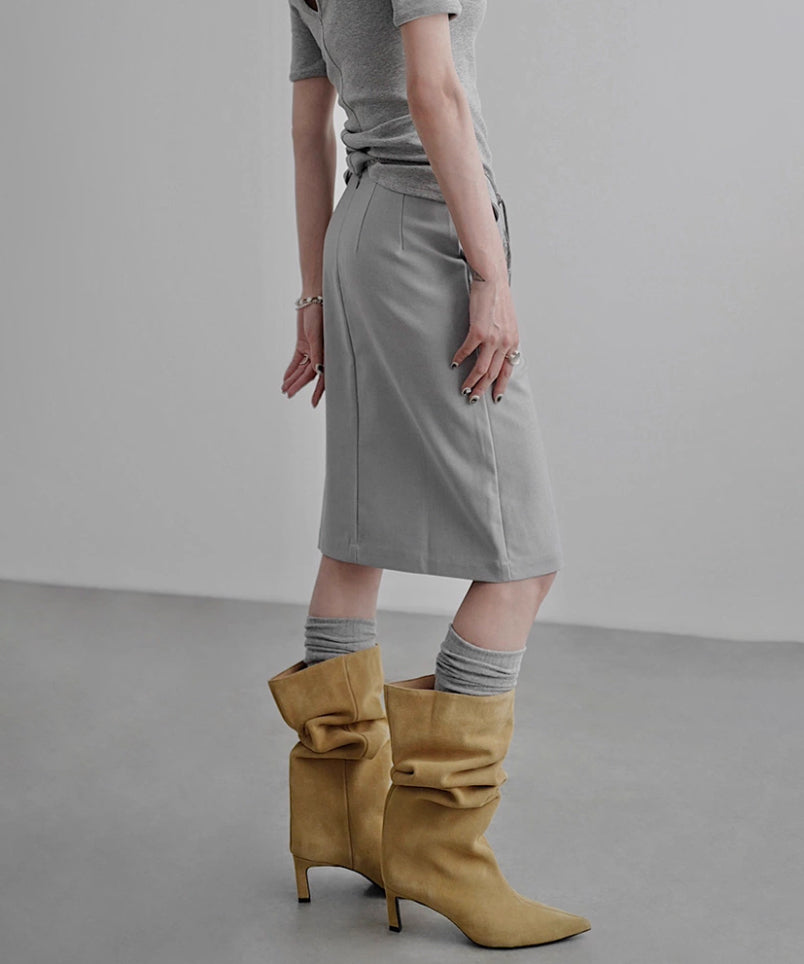 Braided Belt Straight Skirt