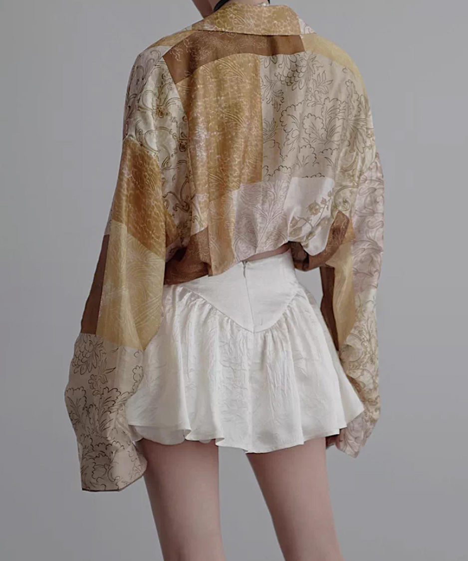 Baroque Patch Cropped Blouse