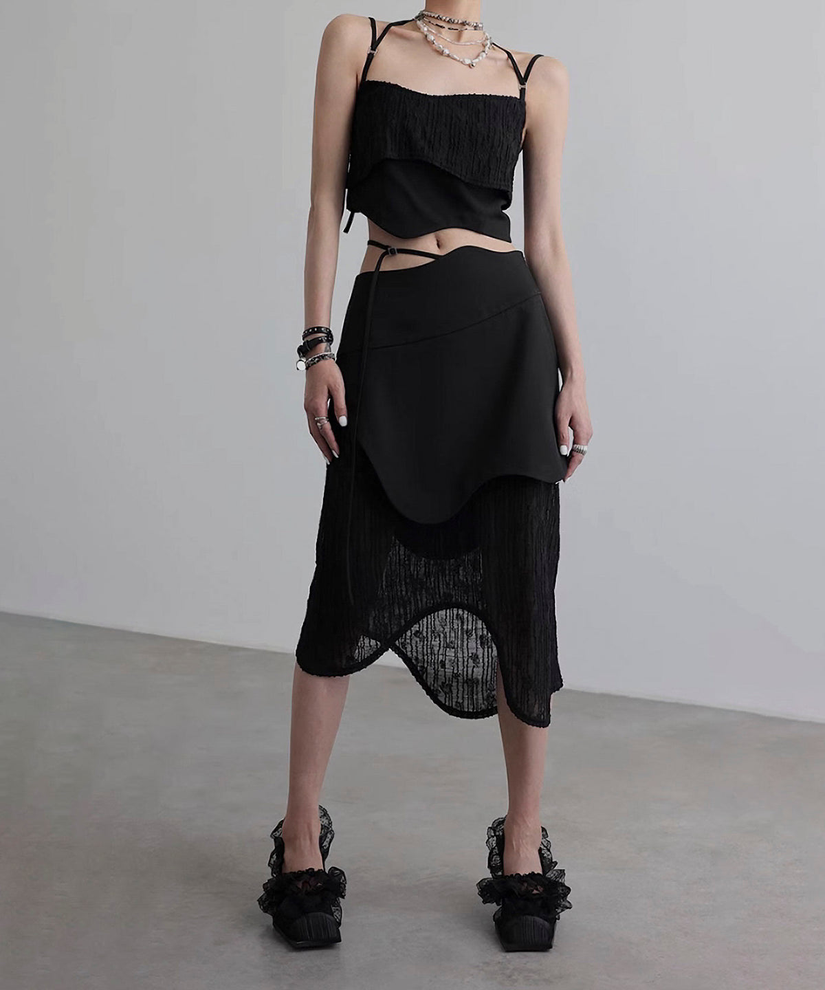 Wave Line Patchwork Skirt