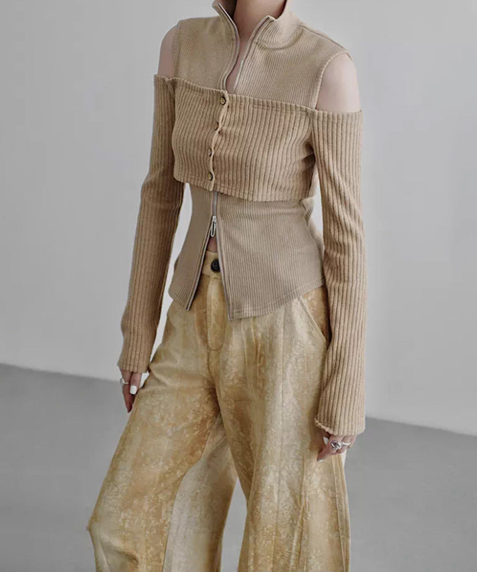 Layered Zip Rib Top
