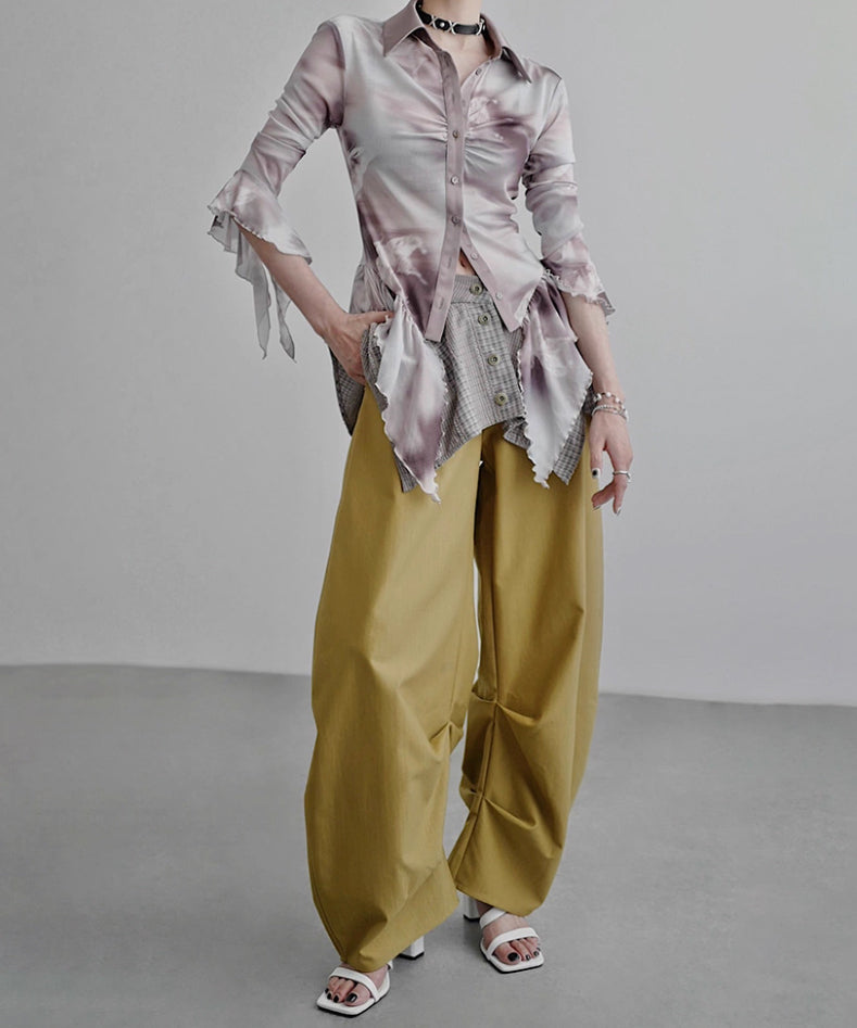 Sheer Flared Hem Shirt
