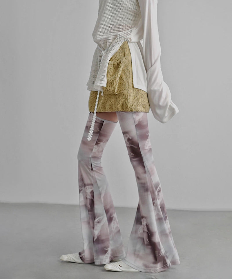 Mesh Suspender Flared Pants