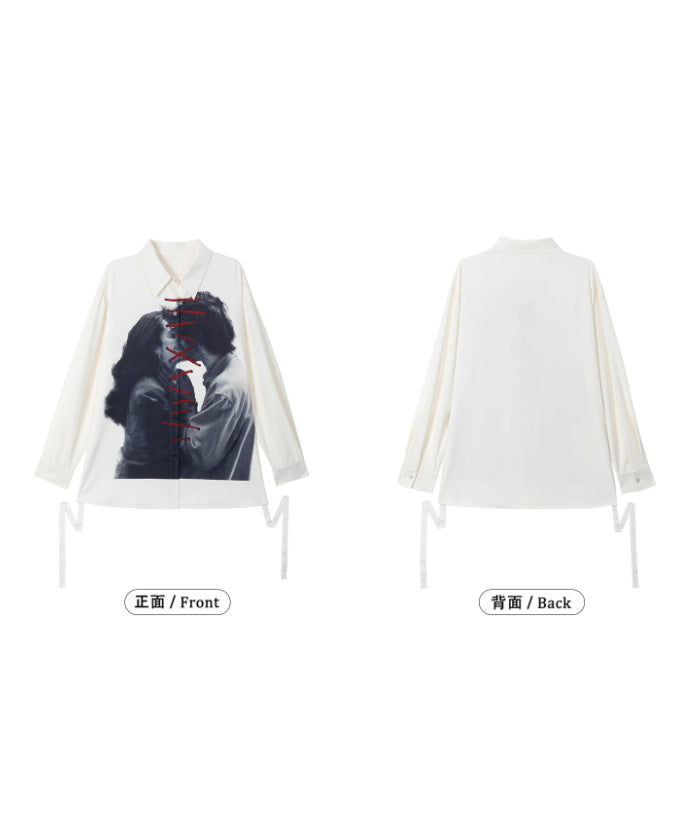 Laced Portrait Print Shirt