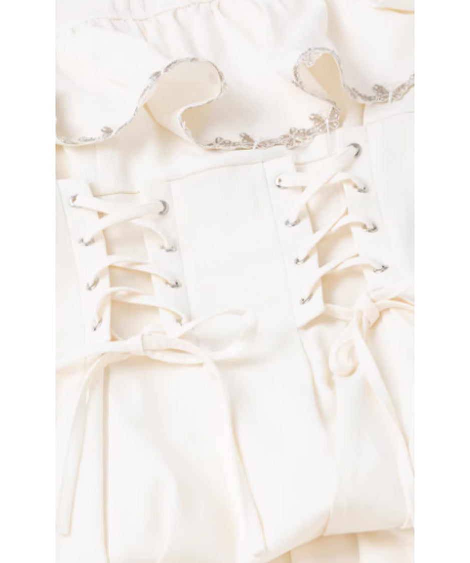 Lace Trim Cape Corset Long Dress