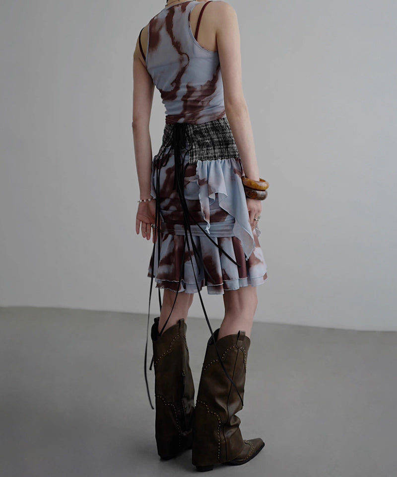 Smocked Draped Hem Halter Top