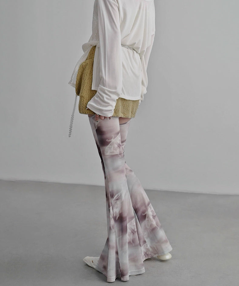 Mesh Suspender Flared Pants