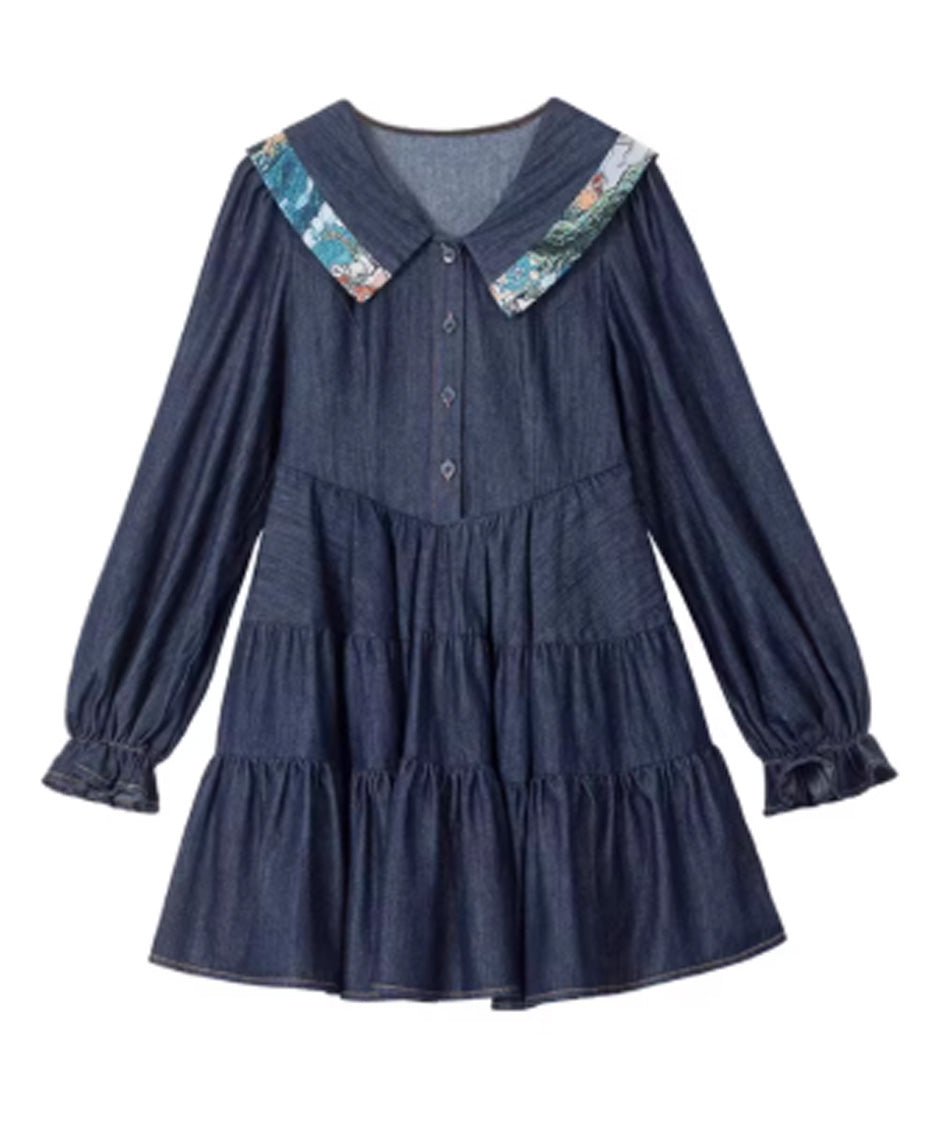 Stripe Sailor Bow Tiered Dress