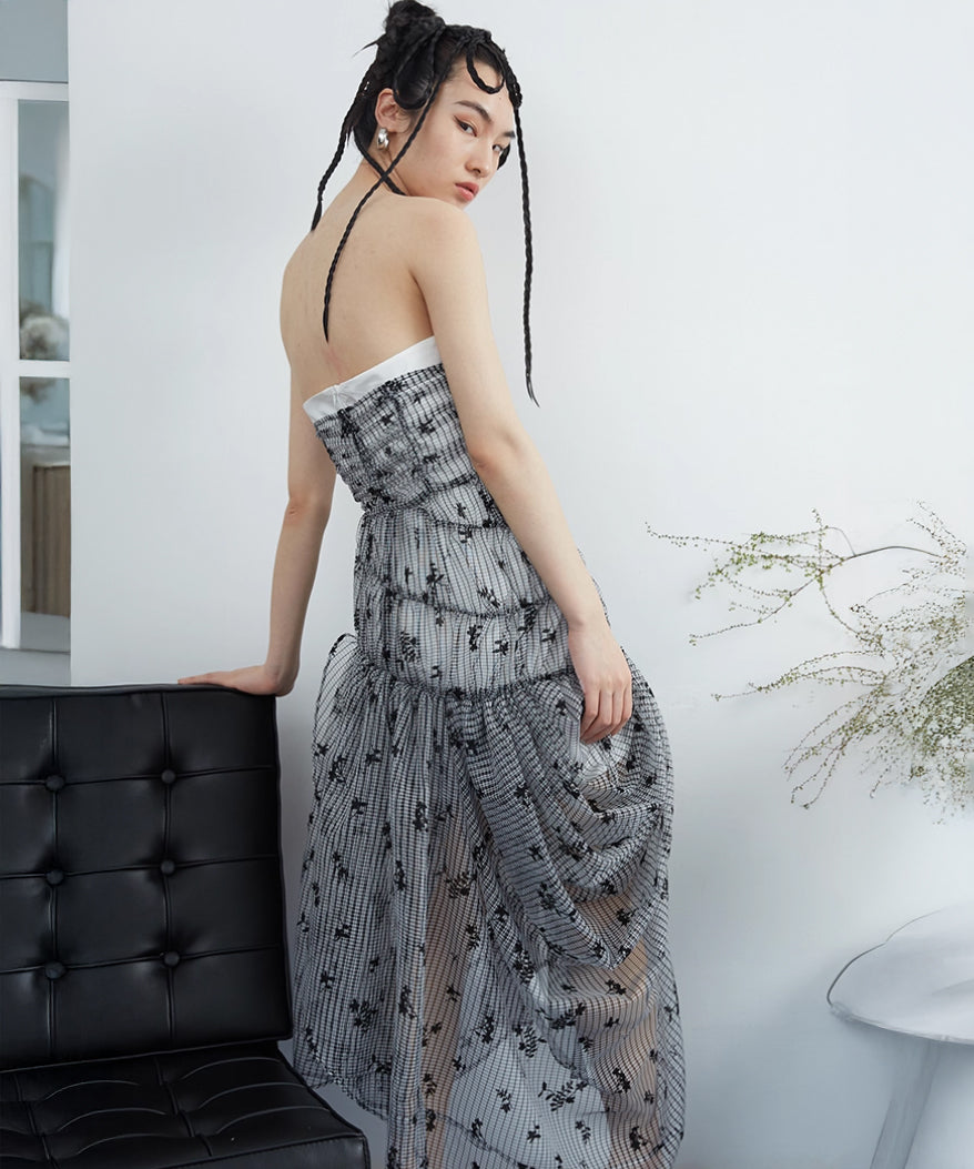 Layered Ruched Strapless Dress