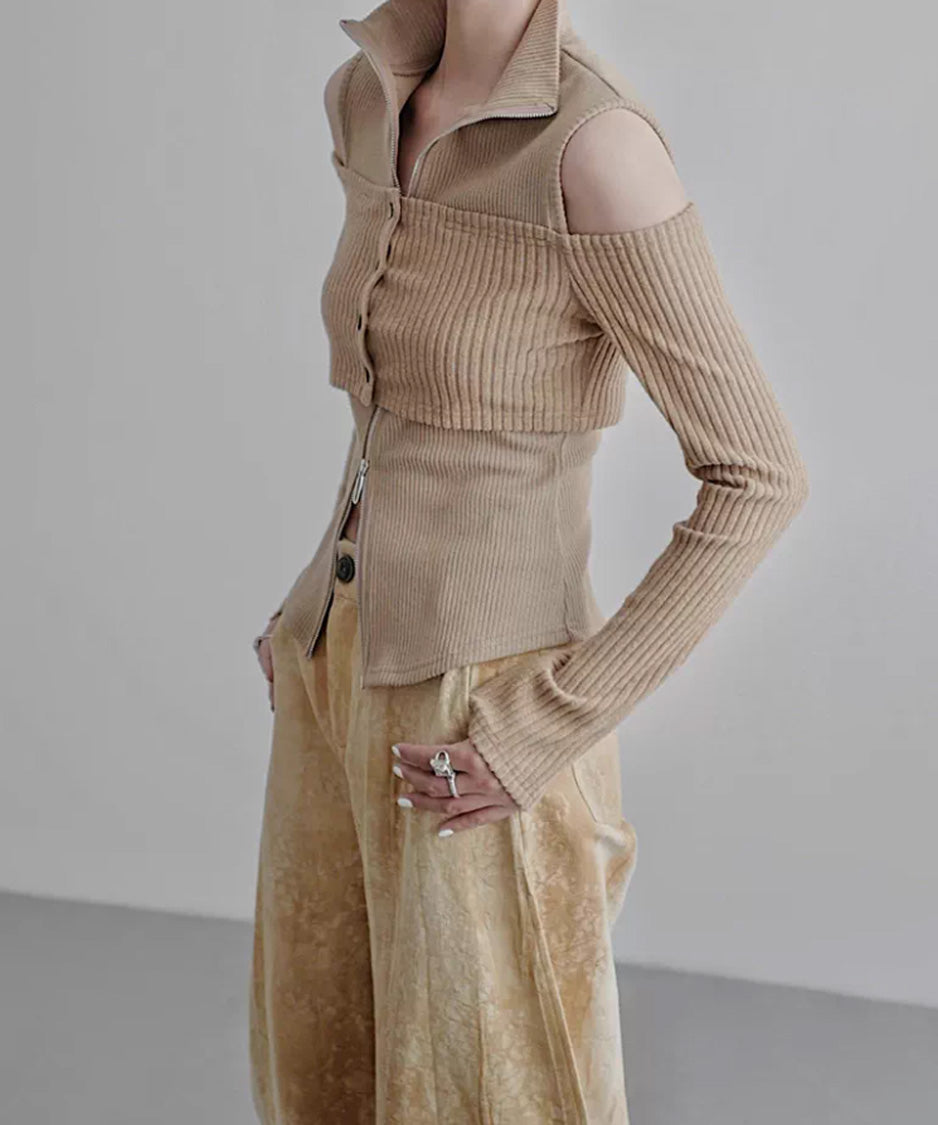 Layered Zip Rib Top