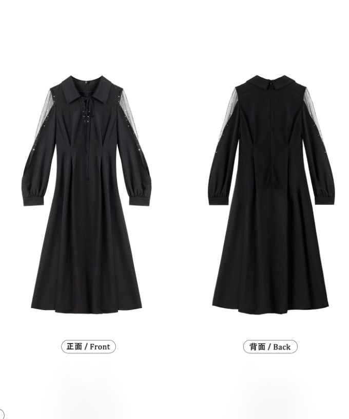 Sheer Sleeve Lace-Up Dress Series