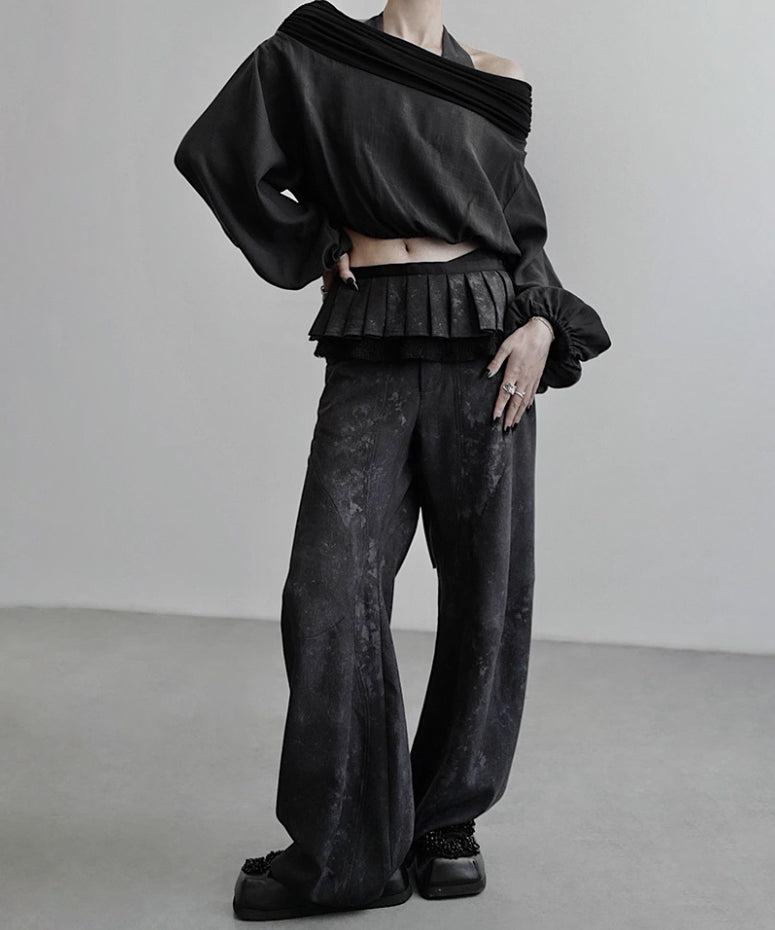 Pleated Belted Waist Piece