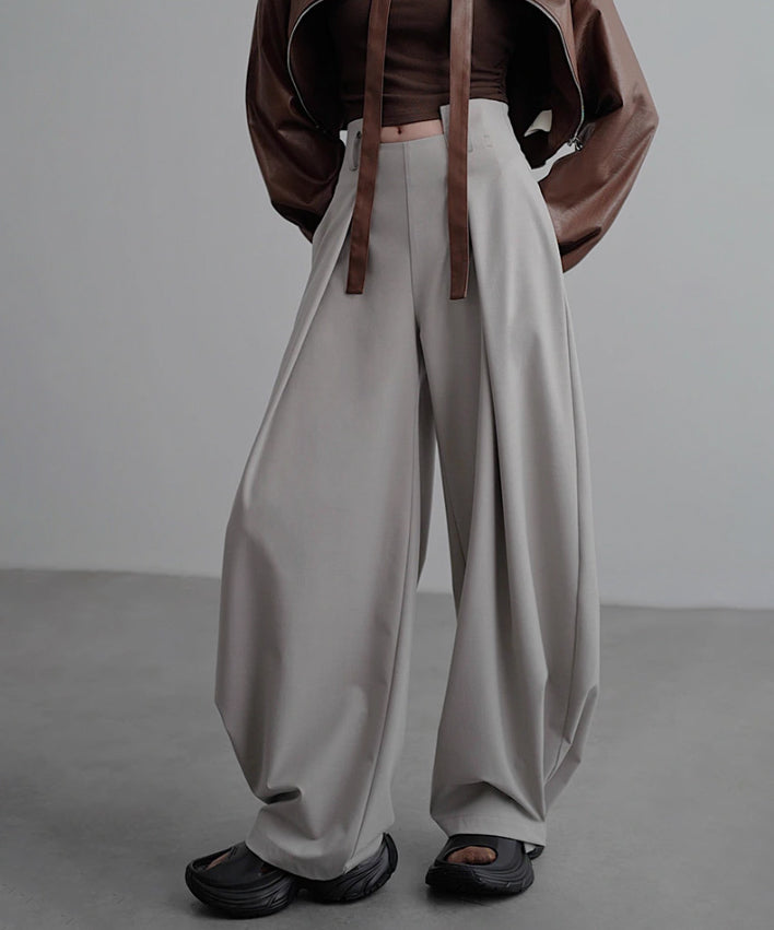 Side High Waist Tuck Pants