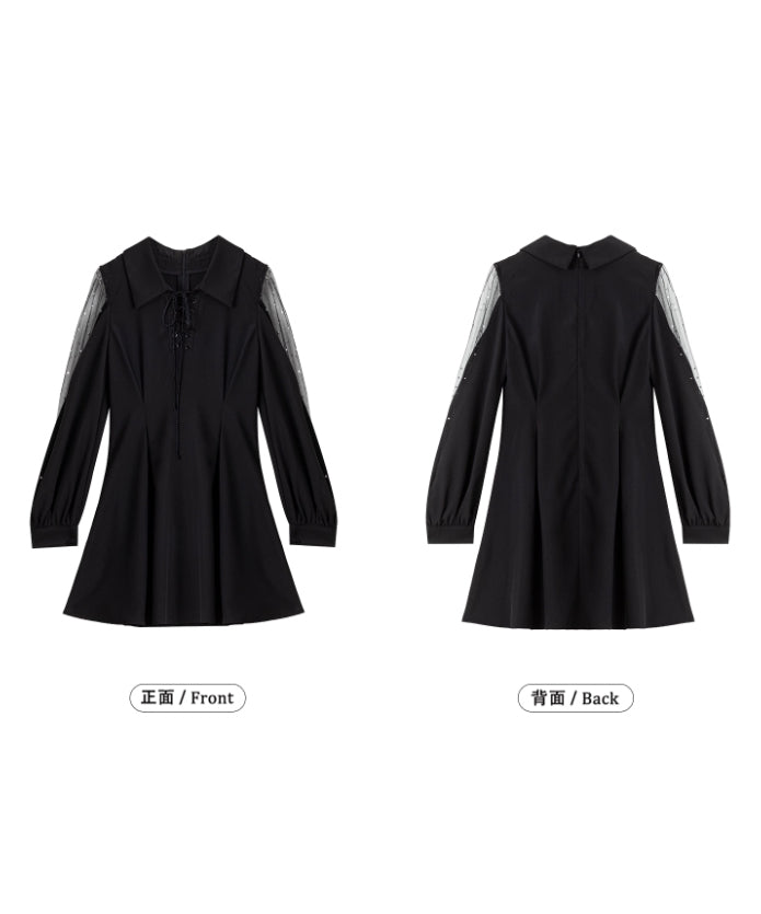 Sheer Sleeve Lace-Up Dress Series