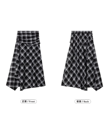 Check Draped Layer Skirt