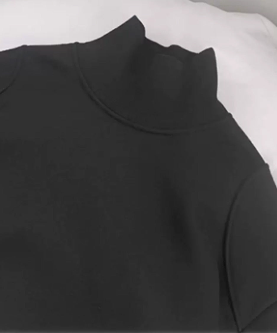 Panel Sleeve High Neck Sweatshirt