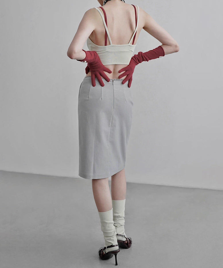 Braided Belt Straight Skirt