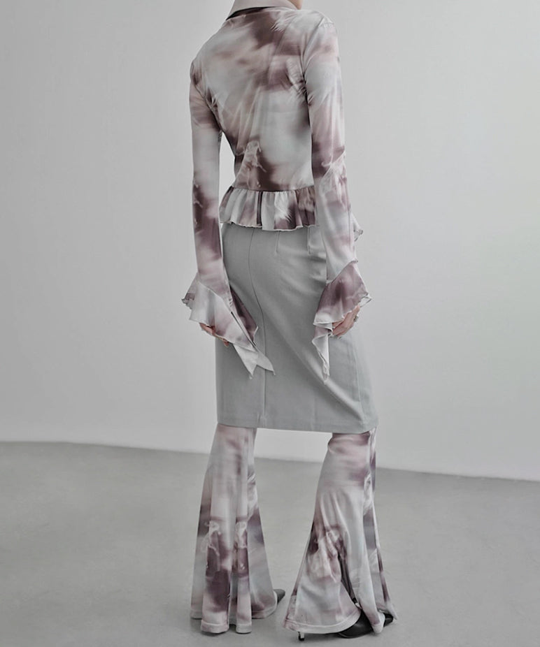 Sheer Flared Hem Shirt