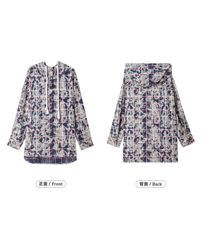 Washed Check Hooded Jacket