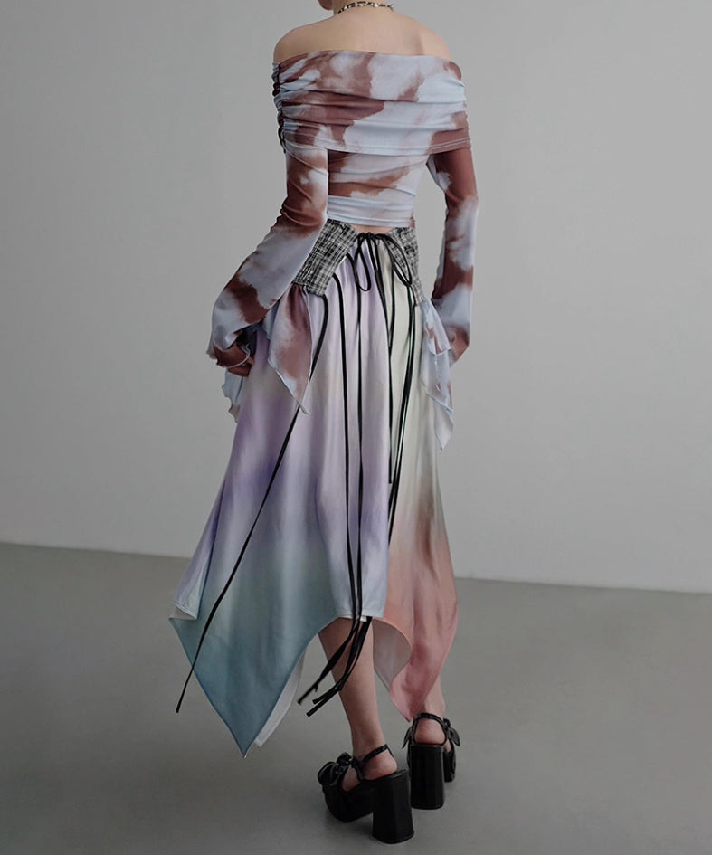 Smocked Draped Hem Halter Top