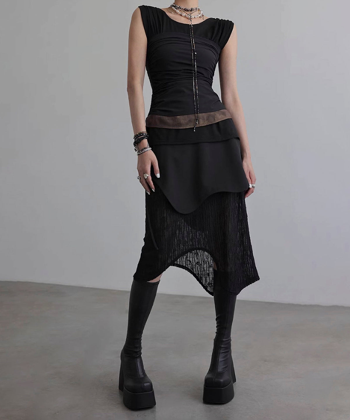 Wave Line Patchwork Skirt