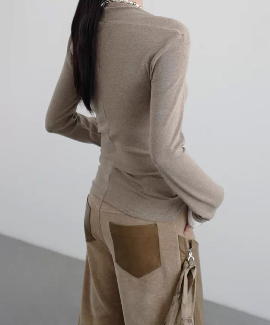 Fur Trim Gather Line Top