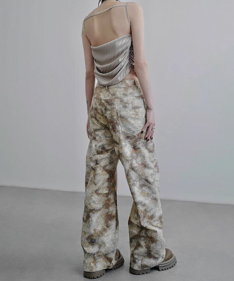 Marbled Wide Cargo Pants