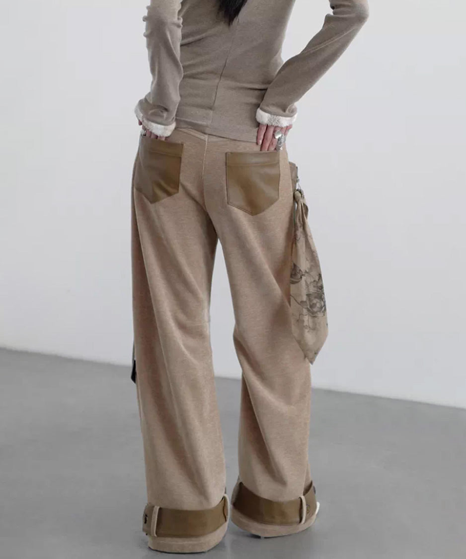 Coated Panel Wide Leg Pants