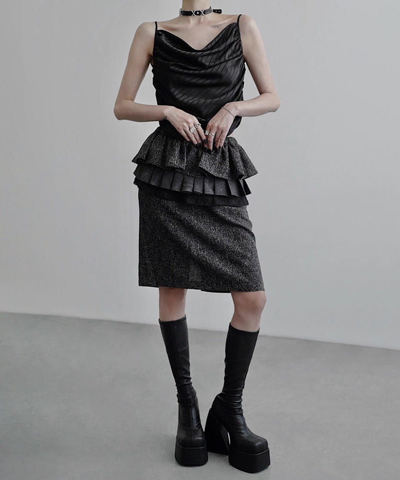 Pleated Belted Waist Piece