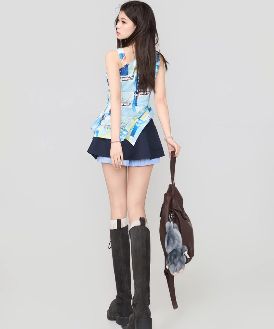 Gallery Print Drape Top