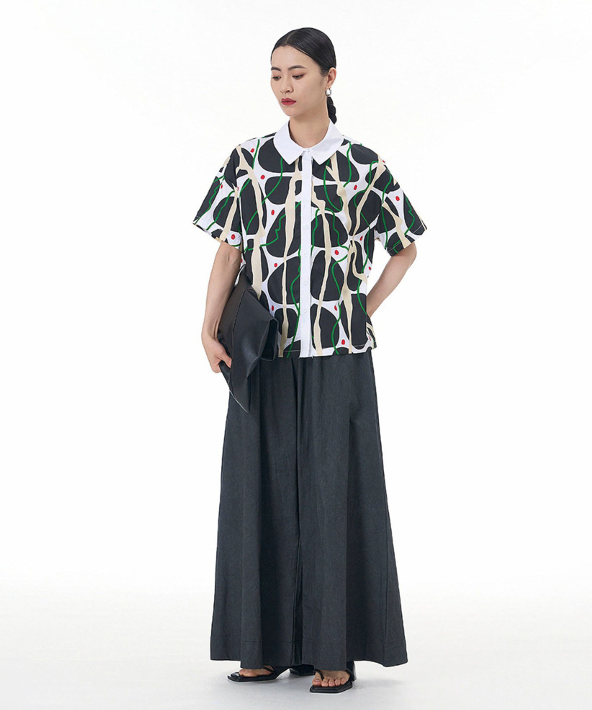 Contrasting Print Blouse