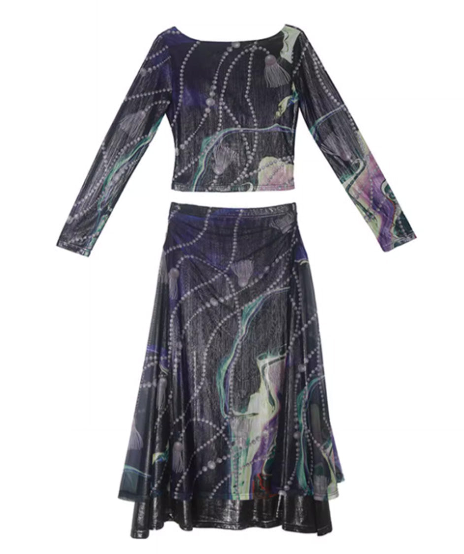Galaxy Mesh Top＆Skirt Co-ord