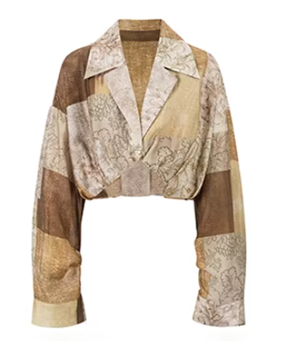 Baroque Patch Cropped Blouse