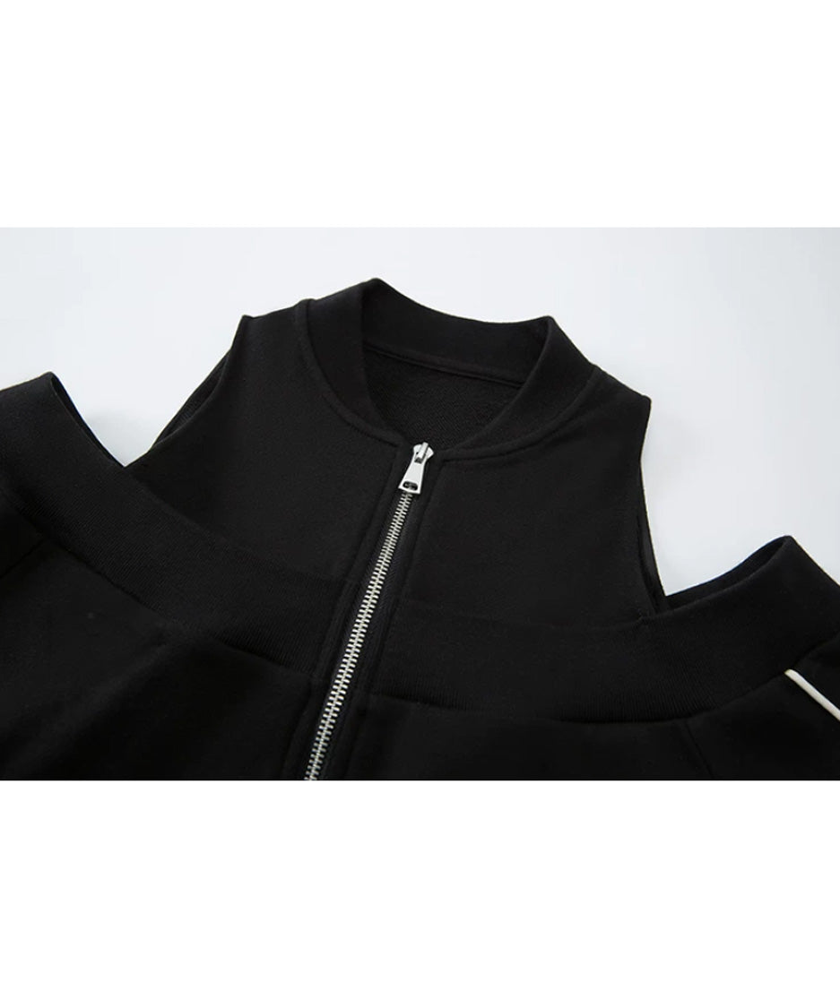Open Shoulder Zip Top