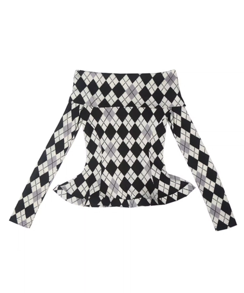 Argyle OffShoulder Fit Top