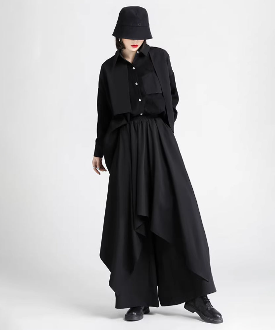 Draped Wide Leg Pants