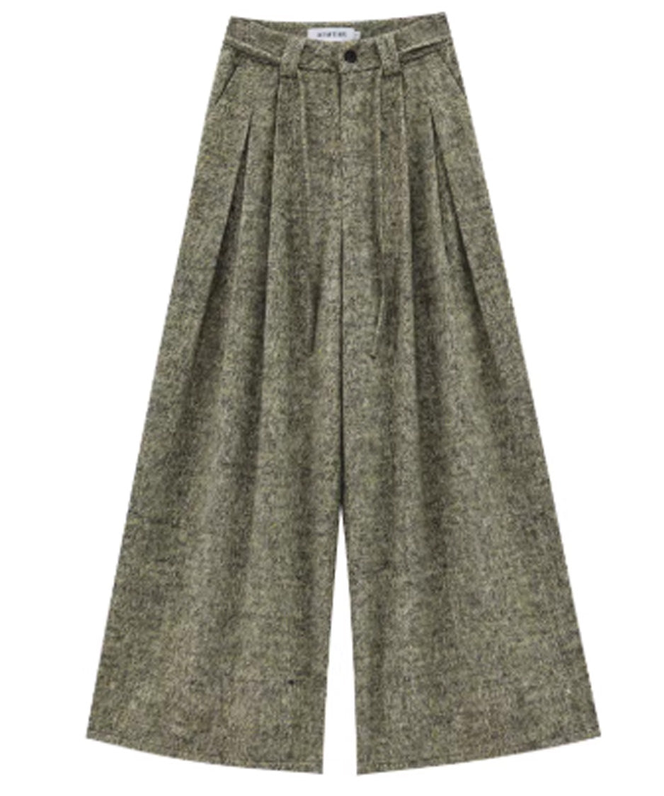 Tweed Tuck Wide Slacks