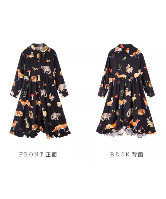 Forest Animal Printed Dress