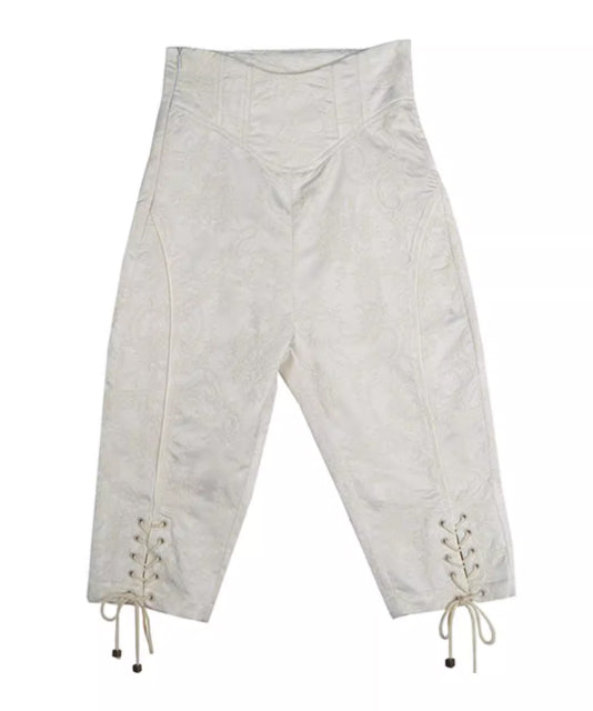 Ornate Lace-Up Cropped Pants
