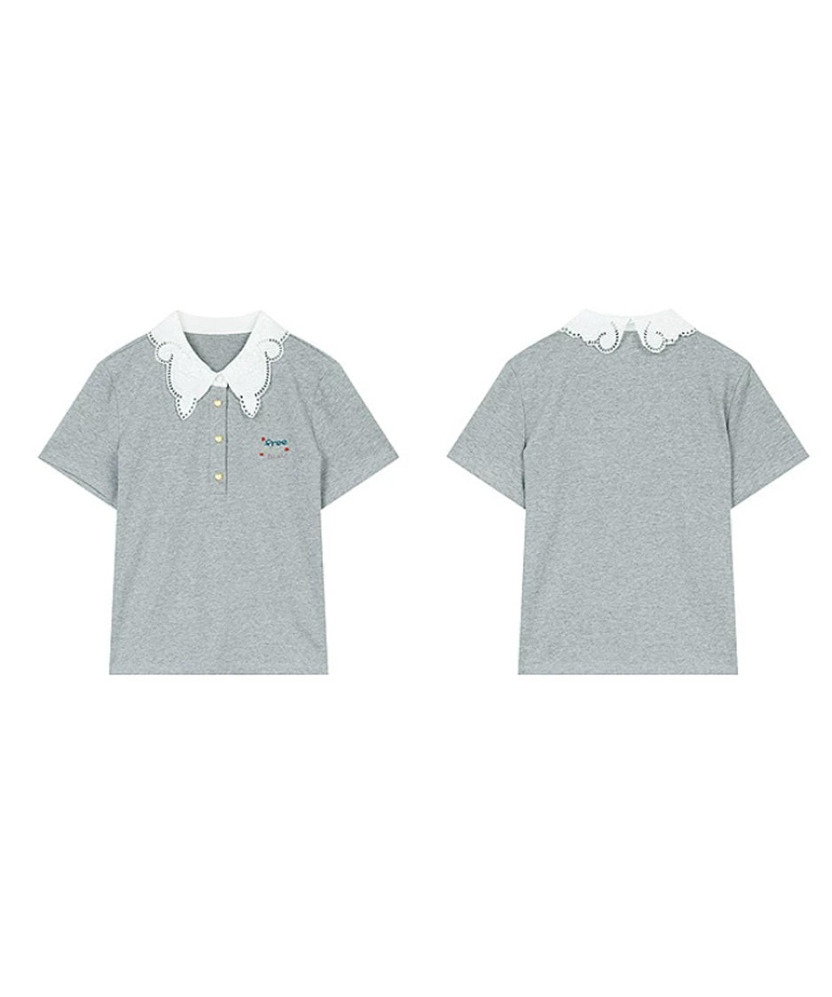 Lace Heart Polo Top