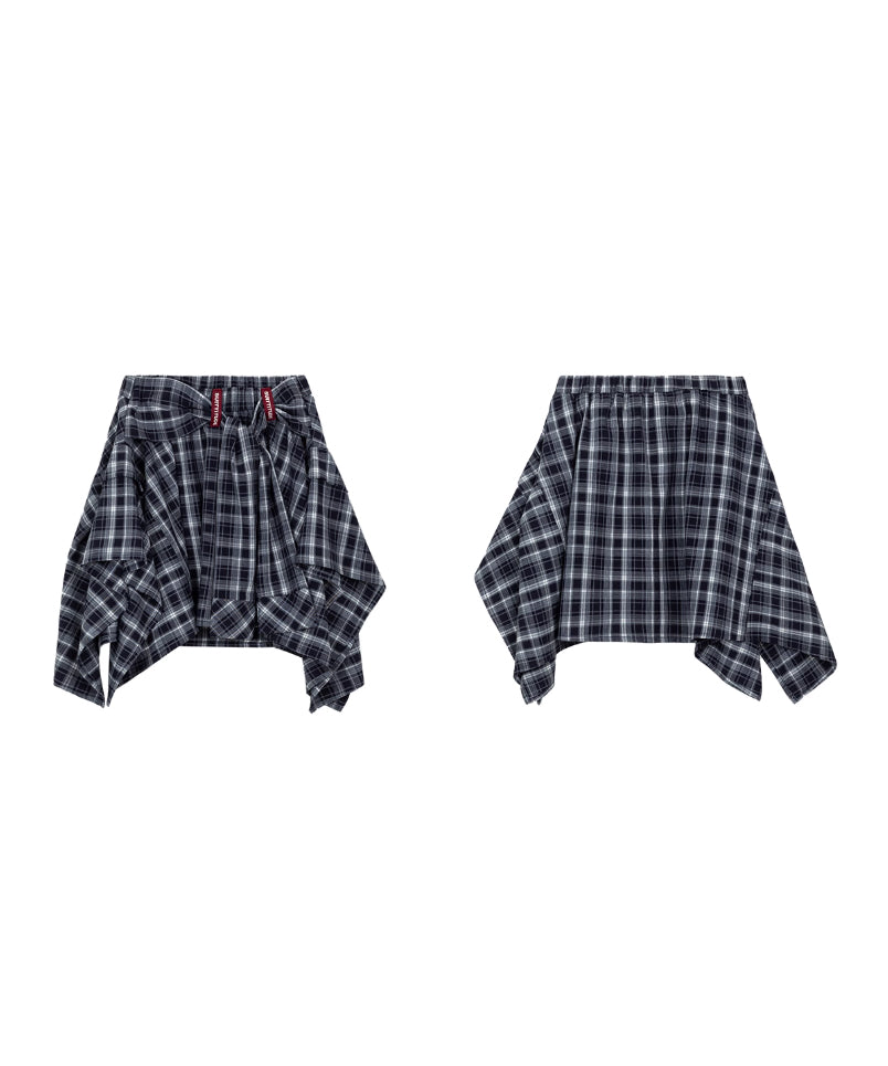 Multi-Drape Plaid Mini Skirt