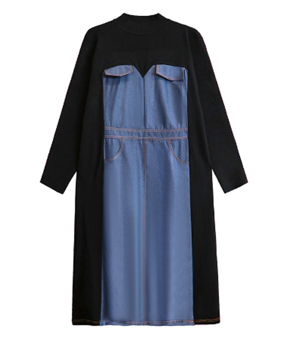 Denim Switching Dress