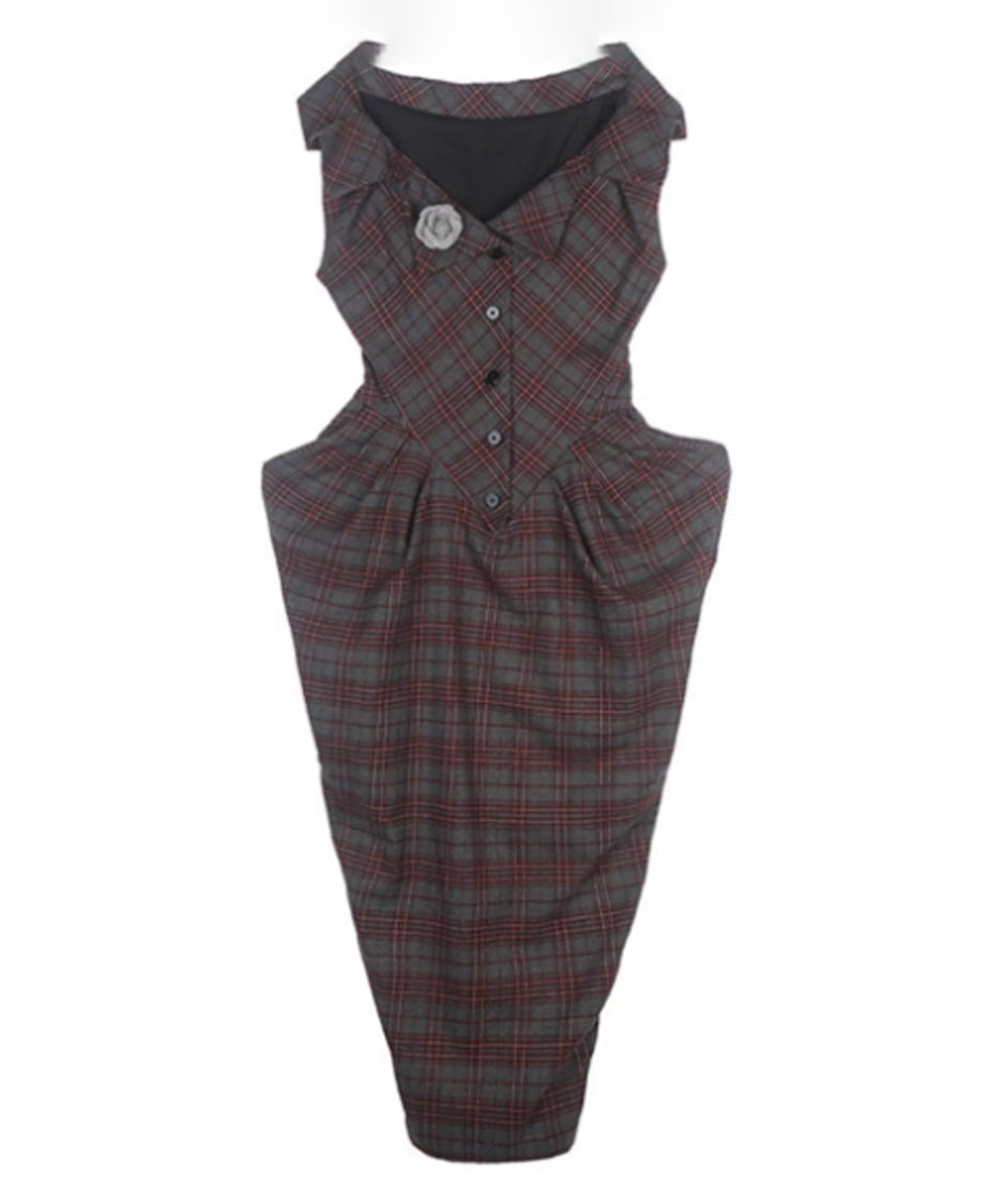 Plaid Draped Corset Dress