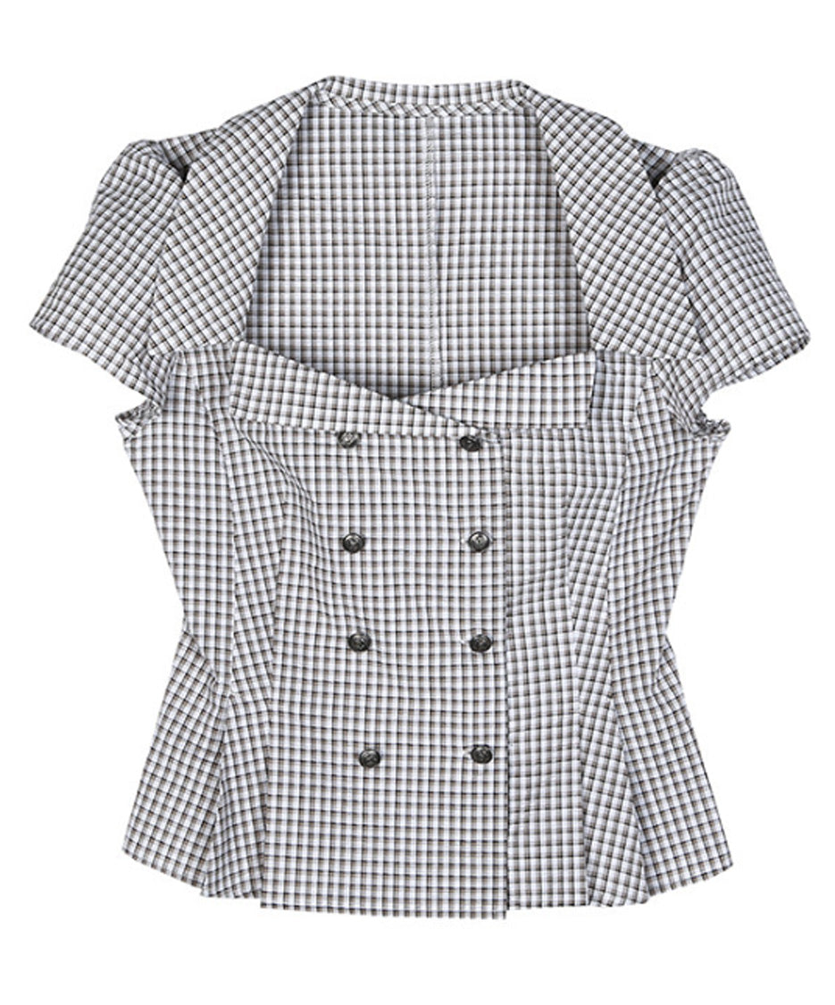 Grid Line Panel Blouse