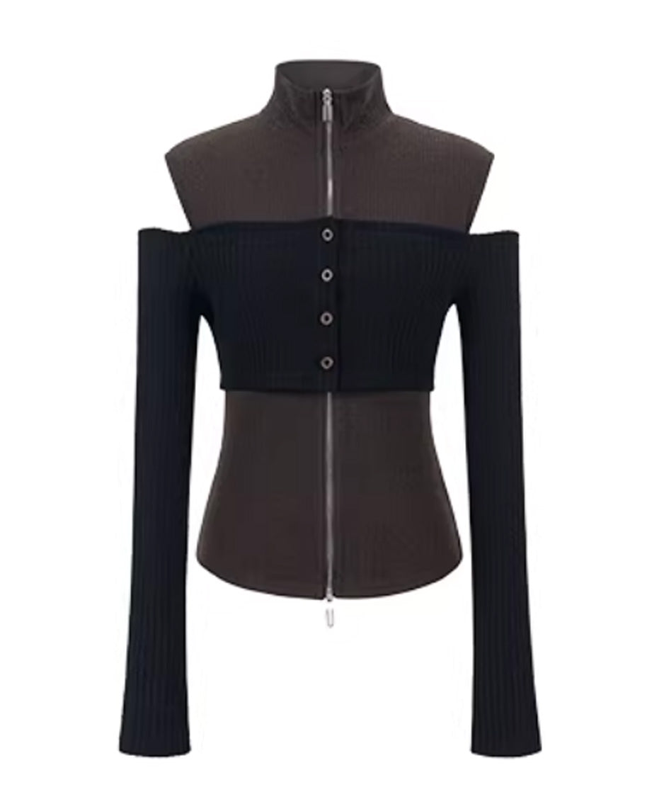 Layered Zip Rib Top