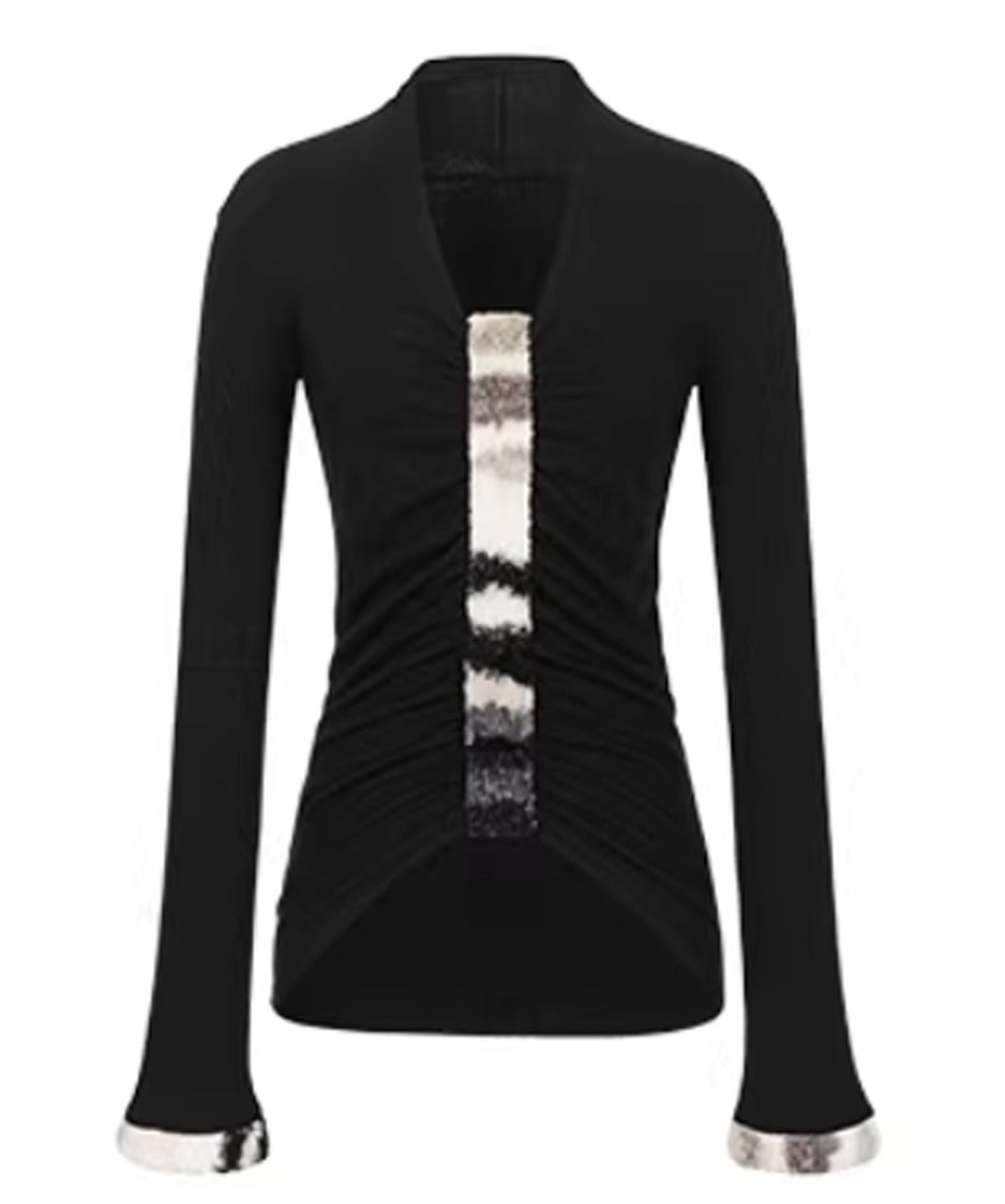 Fur Trim Gather Line Top