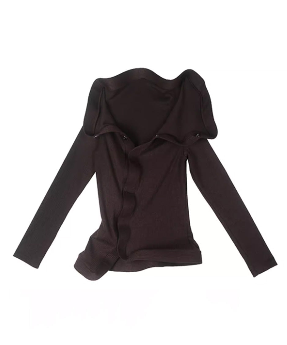 Sculptural Drape Collar Top