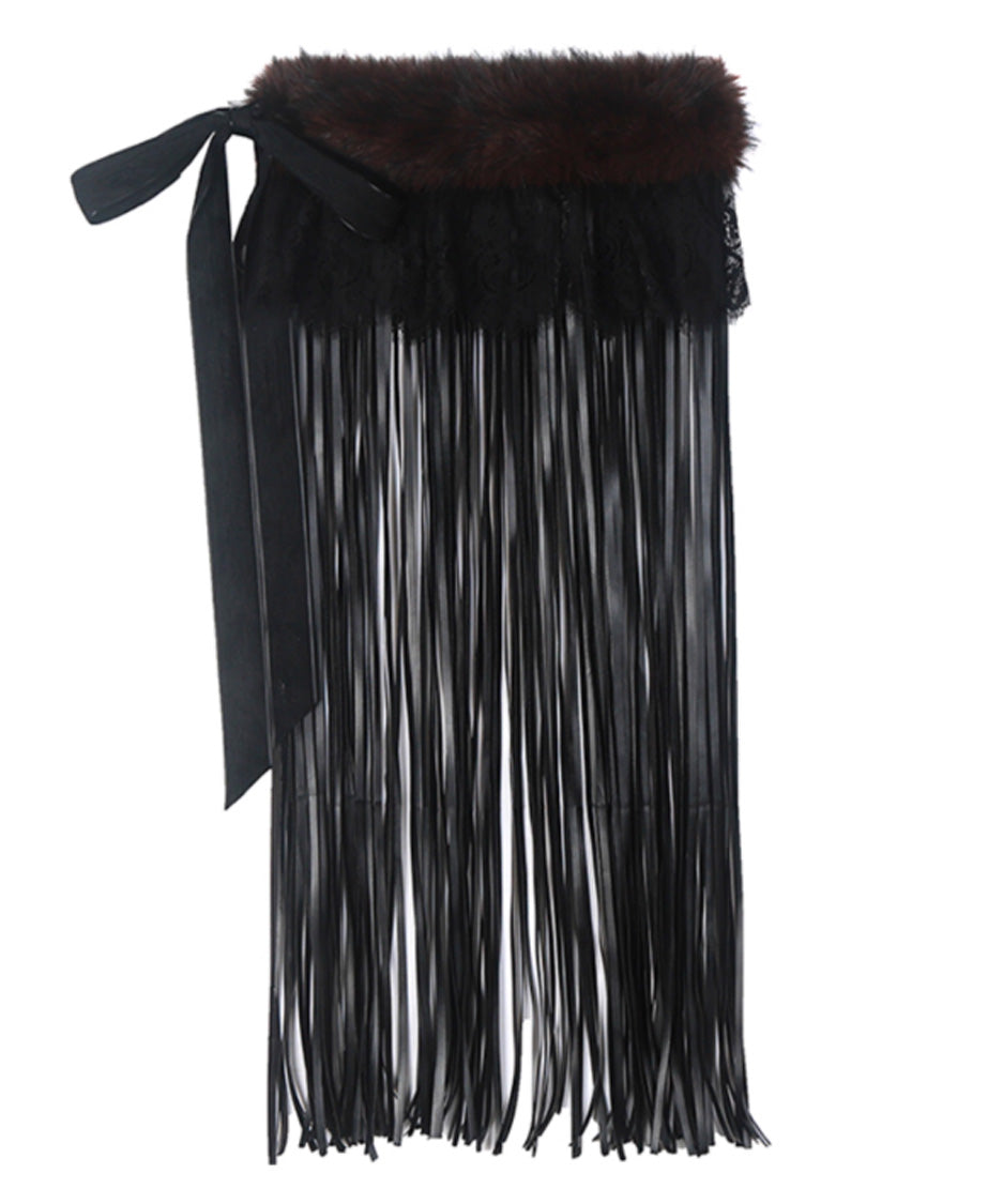 Faux Fur Fringe Wrap Belt