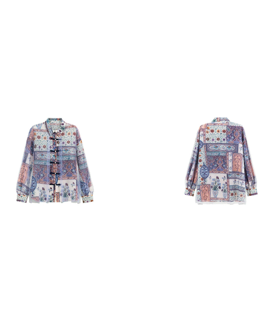 Mosaic Veil Toggle Blouse